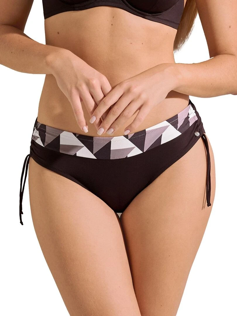 Bas maillot slip de bain taille haute côtés réglables Toulouse Marron