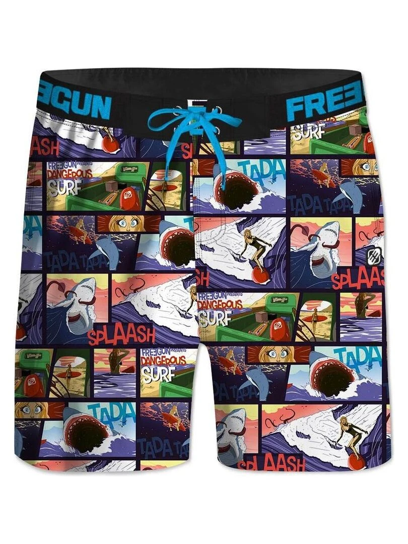 Boardshort long garçon ceinture tissée Story Freegun Noir