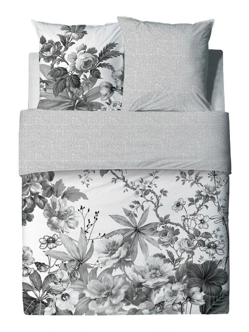 Housse de couette Gallica + taie(s) coton 57 fils Gris