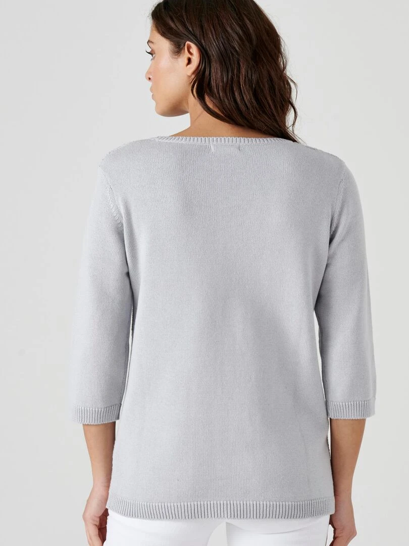 Pull torsadé col rond   Damart   Gris clair