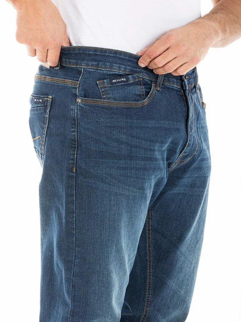 Jeans stretch RL70 Fibreflex® coupe droite tendance denim used CESARE 'Rica Lewis'   Bleu