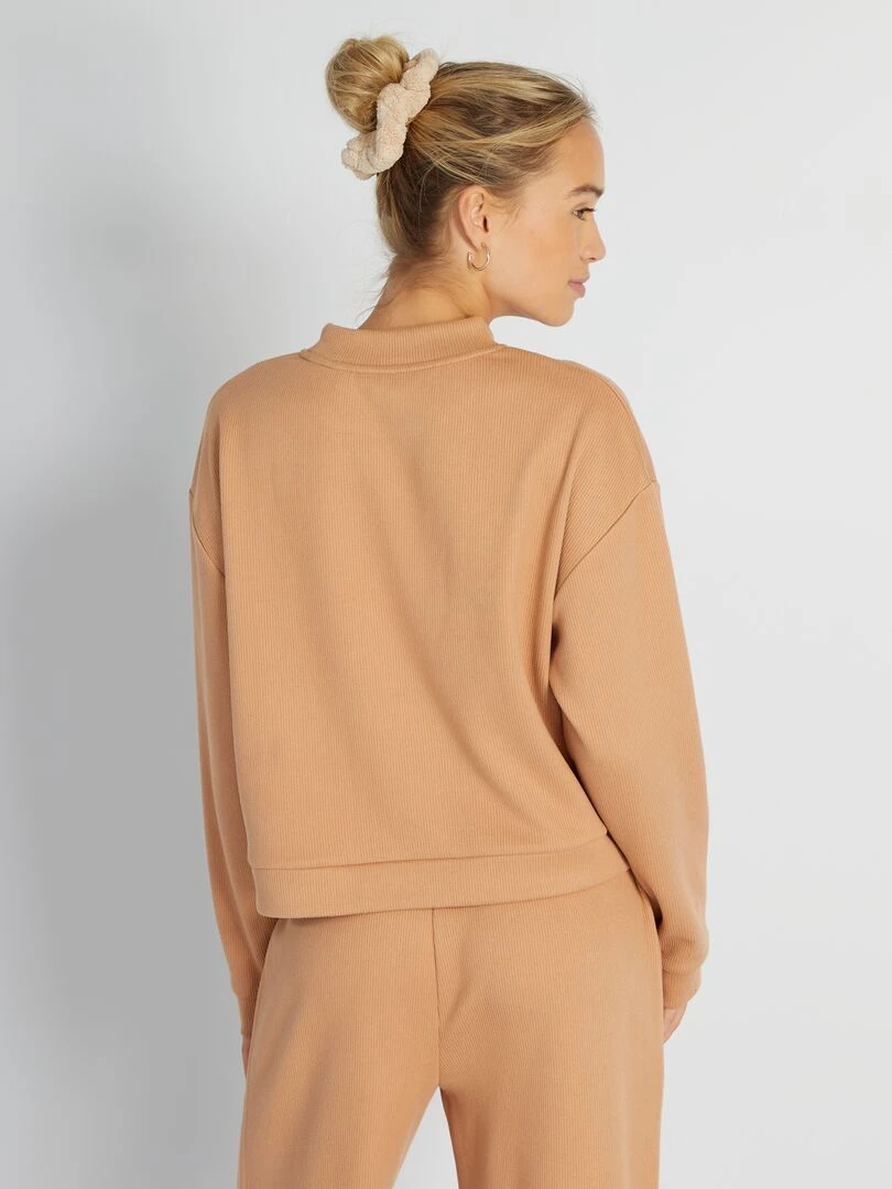 Sweat côtelé   Marron