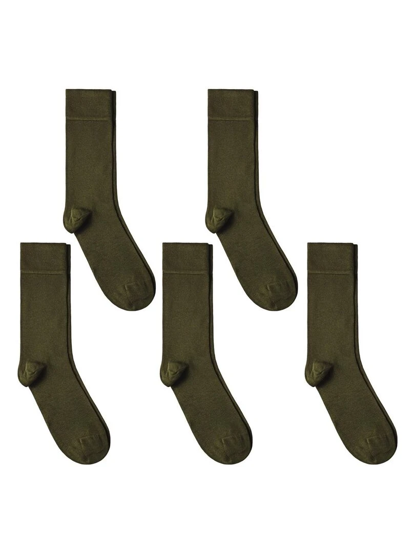 Chaussettes Jersey Coton Lot 5 Paires Fabrication UE Kaki