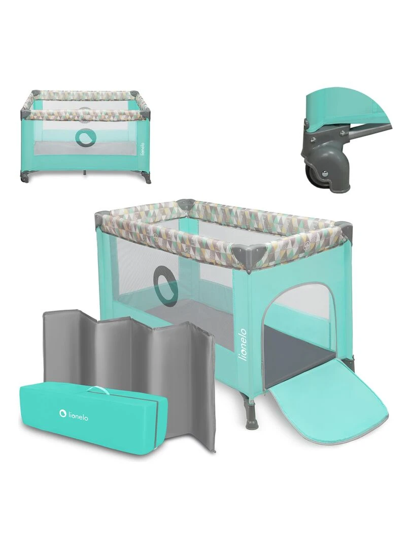 LIONELO Stefi Lit parapluie bébé compact 2en1 125 x 65 cm Roulettes 0 36 mois Avec de sac Gris