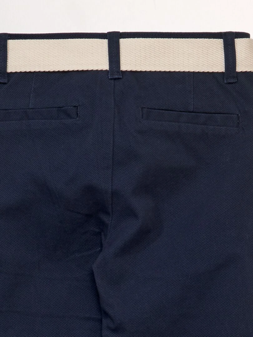 Pantalon chino en twill + ceinture   bleu marine