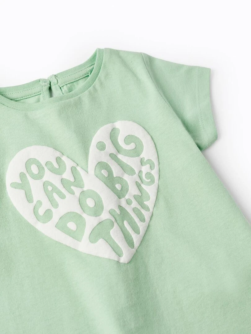 T shirt à manches courtes pour bébé fille 'You Can Do Big Things' manches courtes  THE WAVE TRIBE   Vert clair