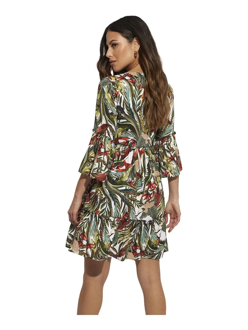 Robe de plage manches trois quarts Galapagos Blanc