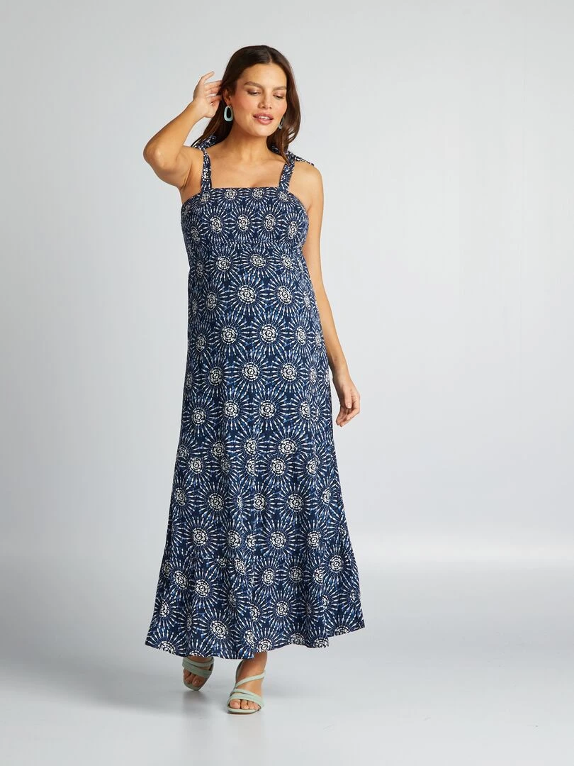 Robe grossesse à coupe longue   BLEU