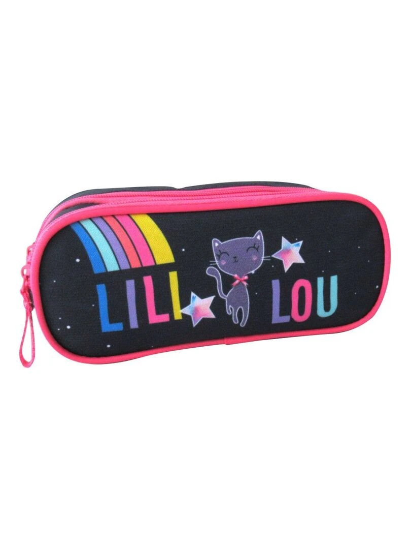 Trousse scolaire 2 compartiments Lililou Bleu marine Bleu