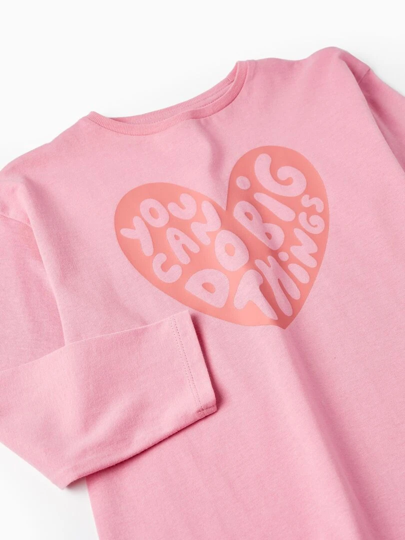 T shirt à manches longues pour fille 'You Can Do Big Things' manches longues   Rose clair