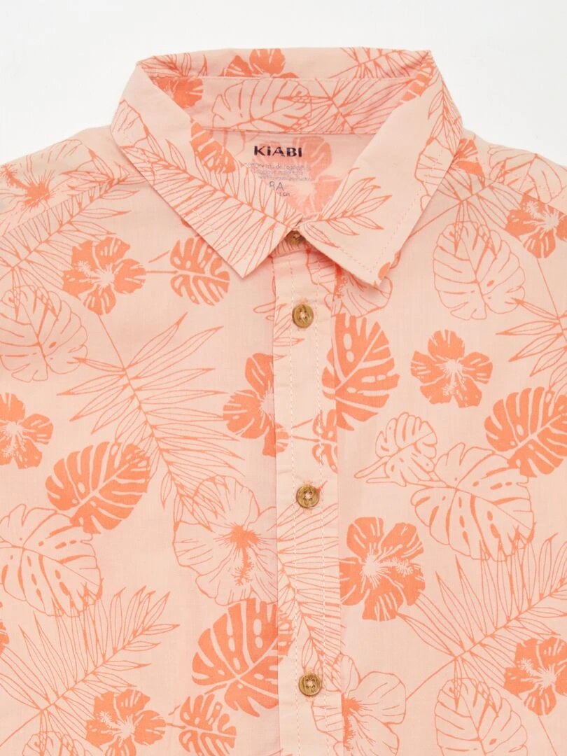 Chemise à manches courtes avec imprimé Orange