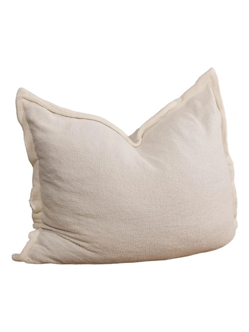 Pouf Bouclette Sherpa Doux et Déhoussable Bananair Blanc cassé