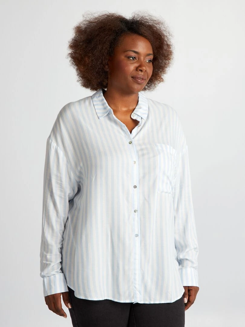 Chemisier rayé fluide   Bleu