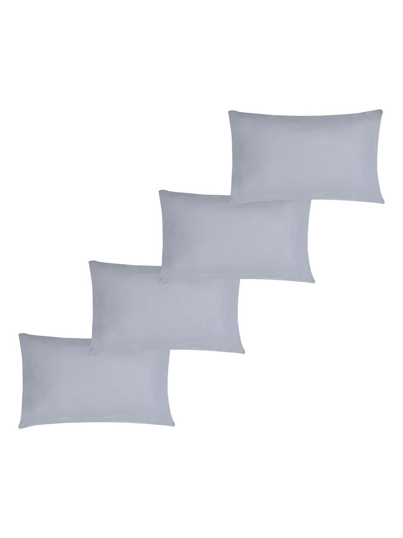 Lot x4 Taies d'oreiller 40x60 cm 100% coton Bio 'Ptit Basile' Gris foncé