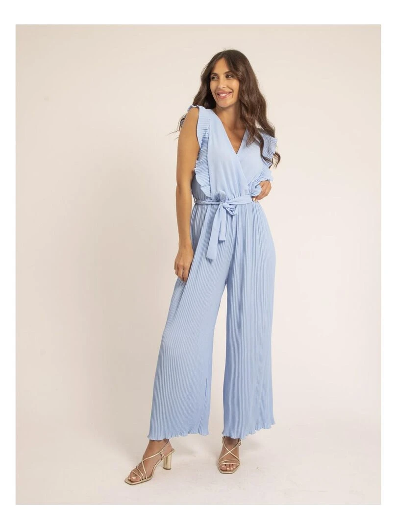 Combi pantalon plissée EDENA   Bleu ciel