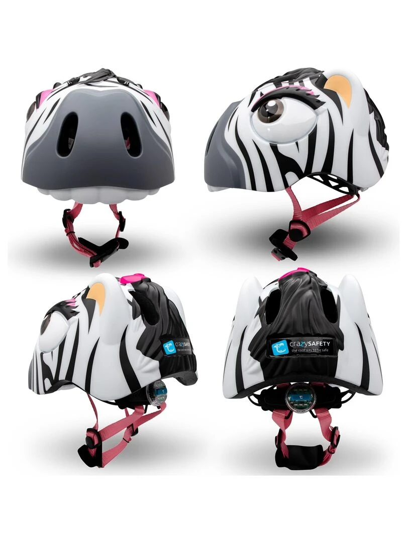 Casque de Vélo pour enfants   Zèbre Blanc   Crazy Safety   Certifié EN1078   Blanc Blanc