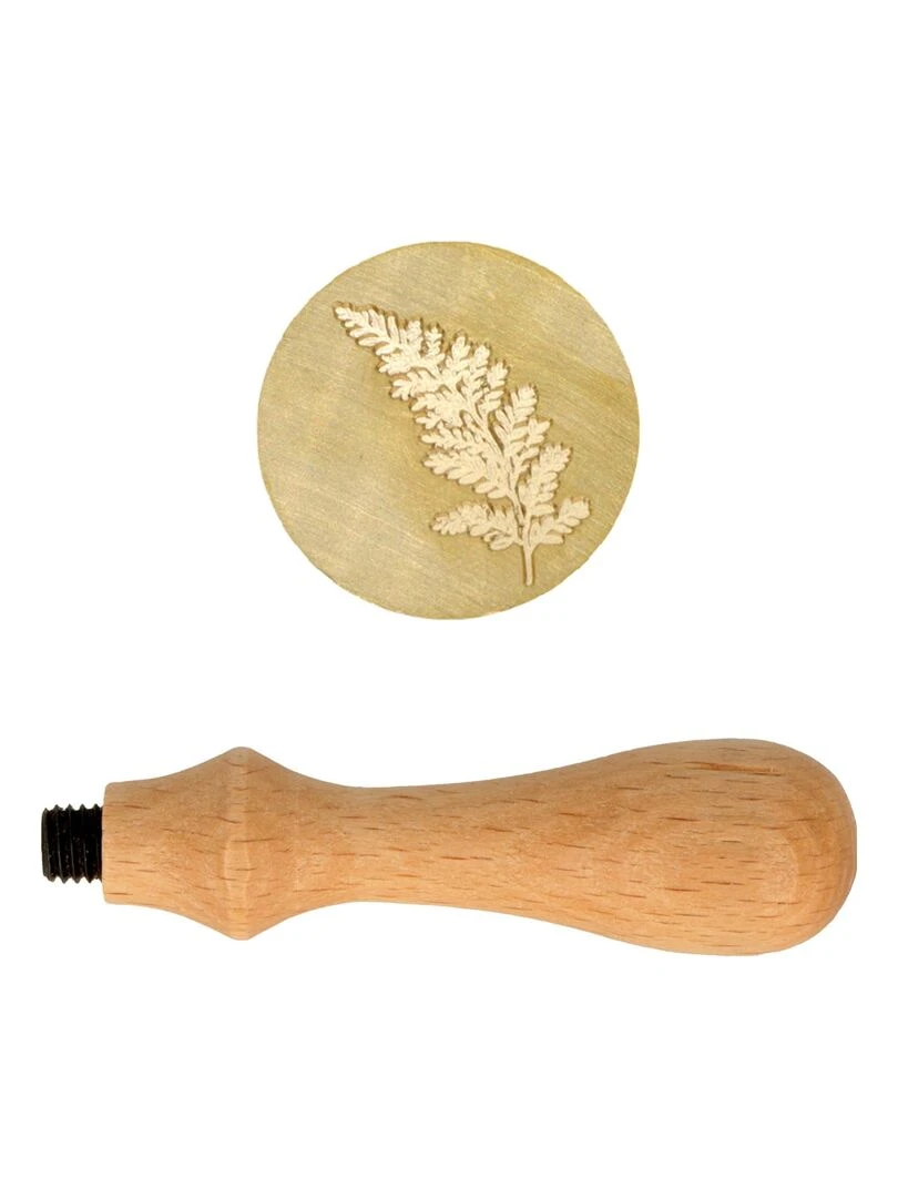 Manche en bois pour cachet de cire + Tampon Fougère N/A