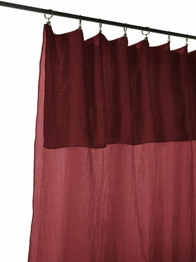 Rideau Ajustable 140x300 cm Gaze de Coton Rouge