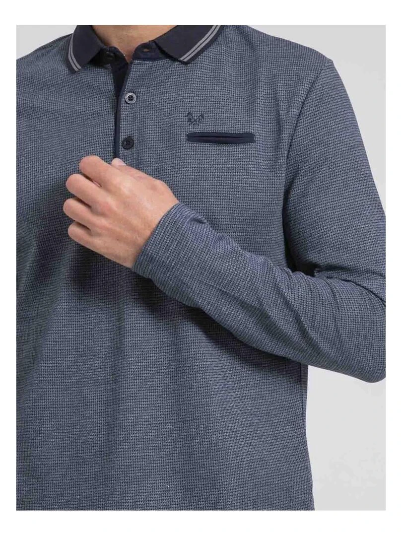 Polo manches longues pur coton PANIKATSU   Bleu marine