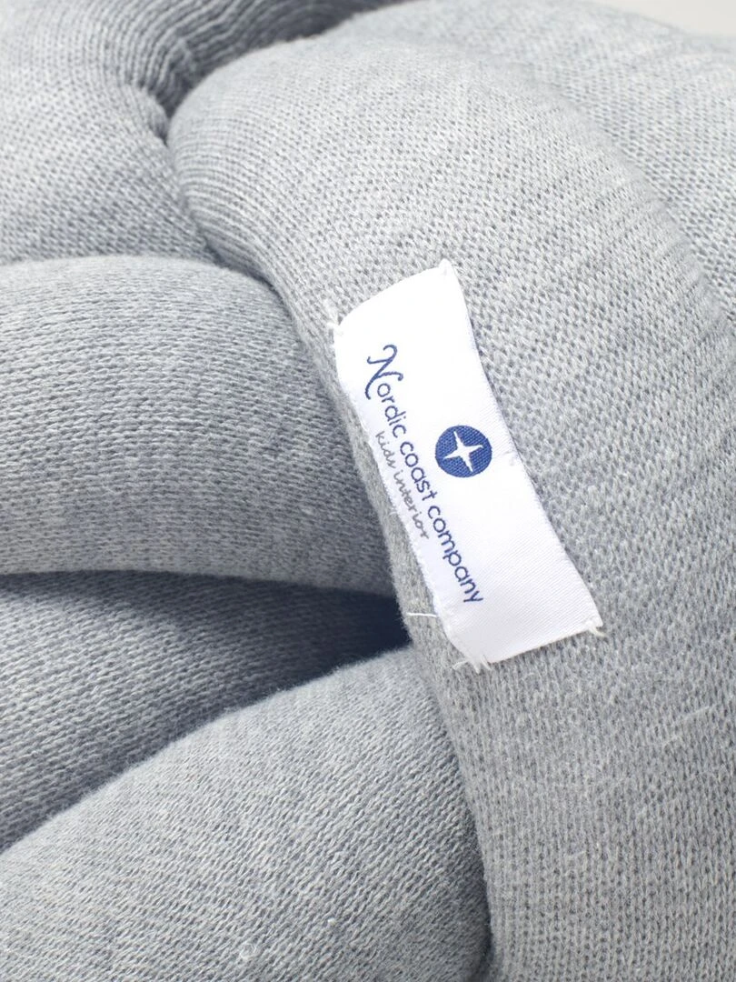 Coussin à nouer en coton tricoté   Gris clair