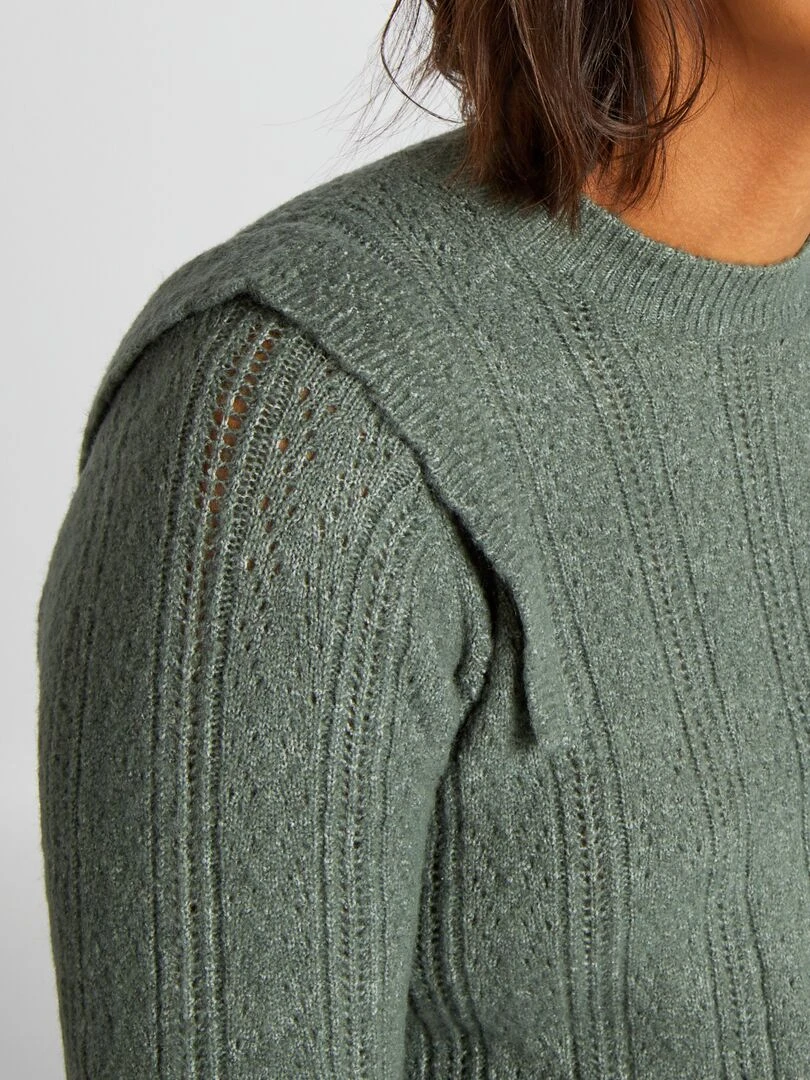 Pull grossesse ajouré   Vert gris
