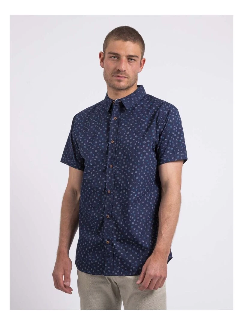 Chemise manches courtes motifs DAXARO Bleu marine