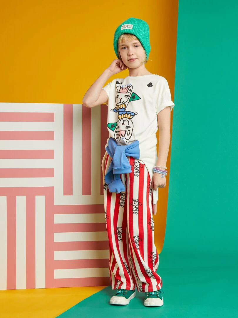 Pantalon large à taille élastiquée X Little Bad Wolf Rouge/blanc