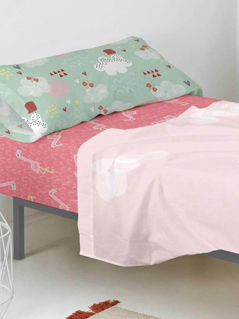 Drap housse Hola "Happyfriday"   Blanc