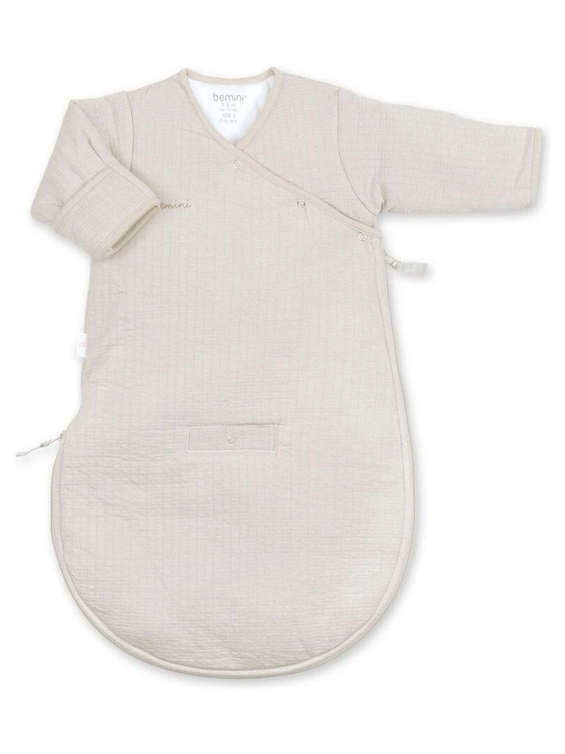 Bemini Gigoteuse avec moufles Pady Tetra Jersey et jersey Beige sable