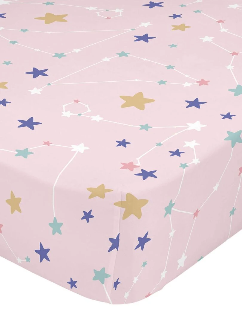 Drap housse Sky stars "Happyfriday" Blanc