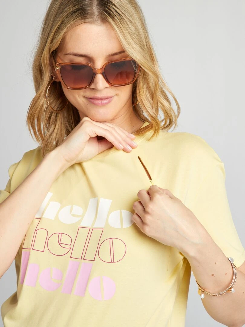 T shirt d'allaitement à ouvertures   Jaune