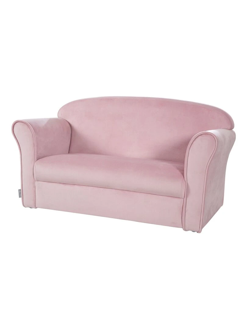 ROBA Canapé Enfant en Velours "Lil Sofa" 2 Places Fauteuil avec Accoudoirs pour Filles Rose Rose