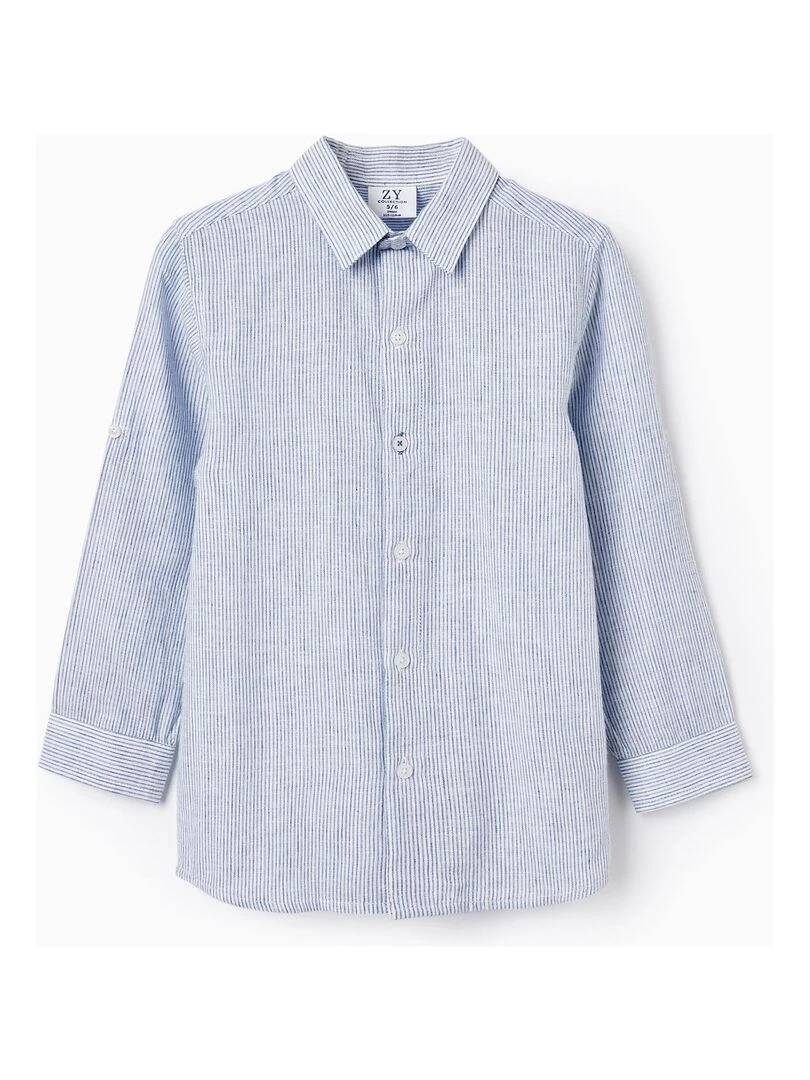 Chemise à rayures classique à manches longues pour garçon manches longues LETS PARTY Bleu