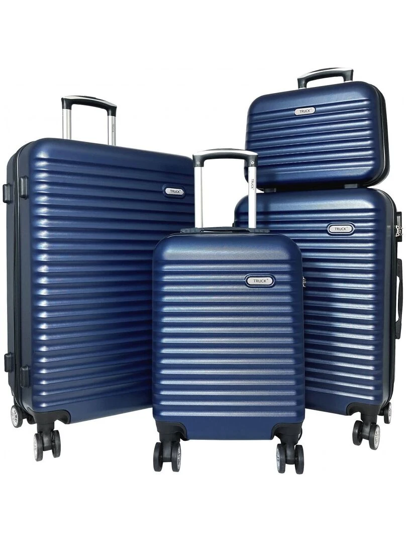 Lot 3 Valises Rigides plus 1 Vanity ABS Bleu