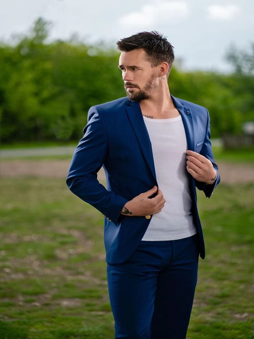 Veste de blazer 2 boutons Kebello   Bleu