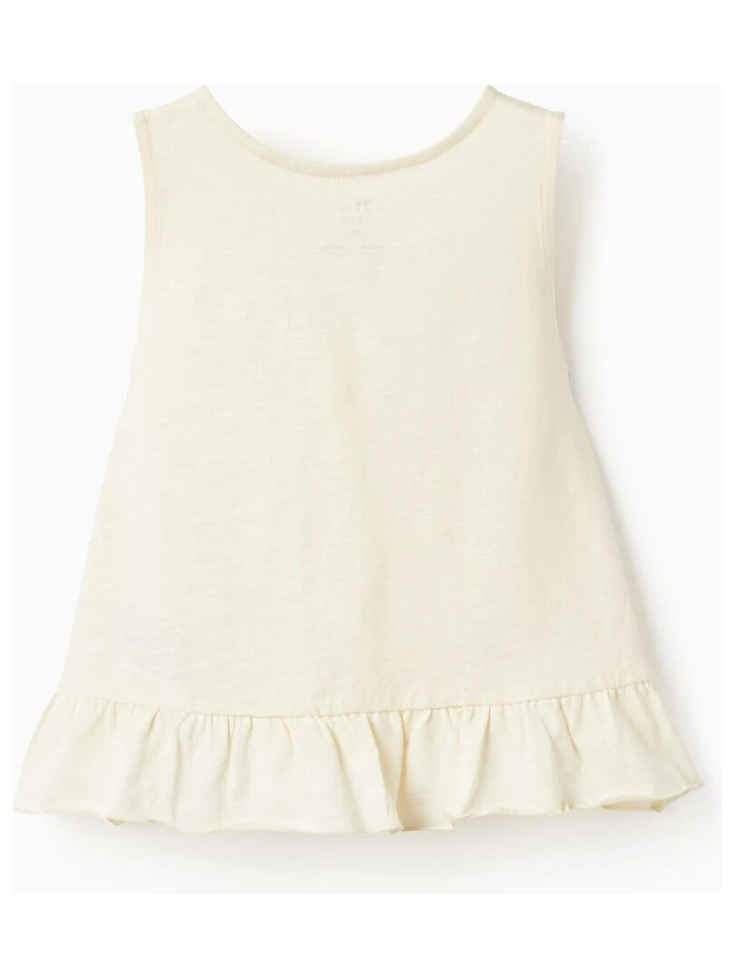 Haut En Coton À Volants Pour Fille manches courtes Blanc