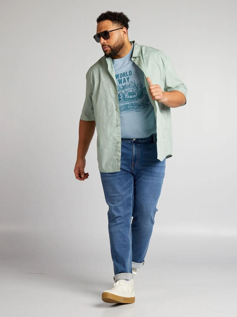 Chemise manches courtes à motif   Vert