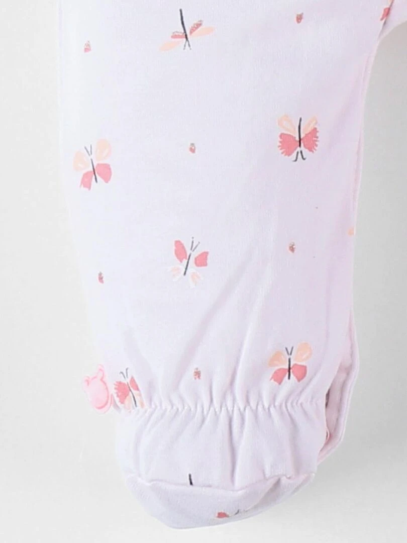 Pyjama 1 pièce imprimé papillons et girafe en jersey  clair   Noukie's   Rose