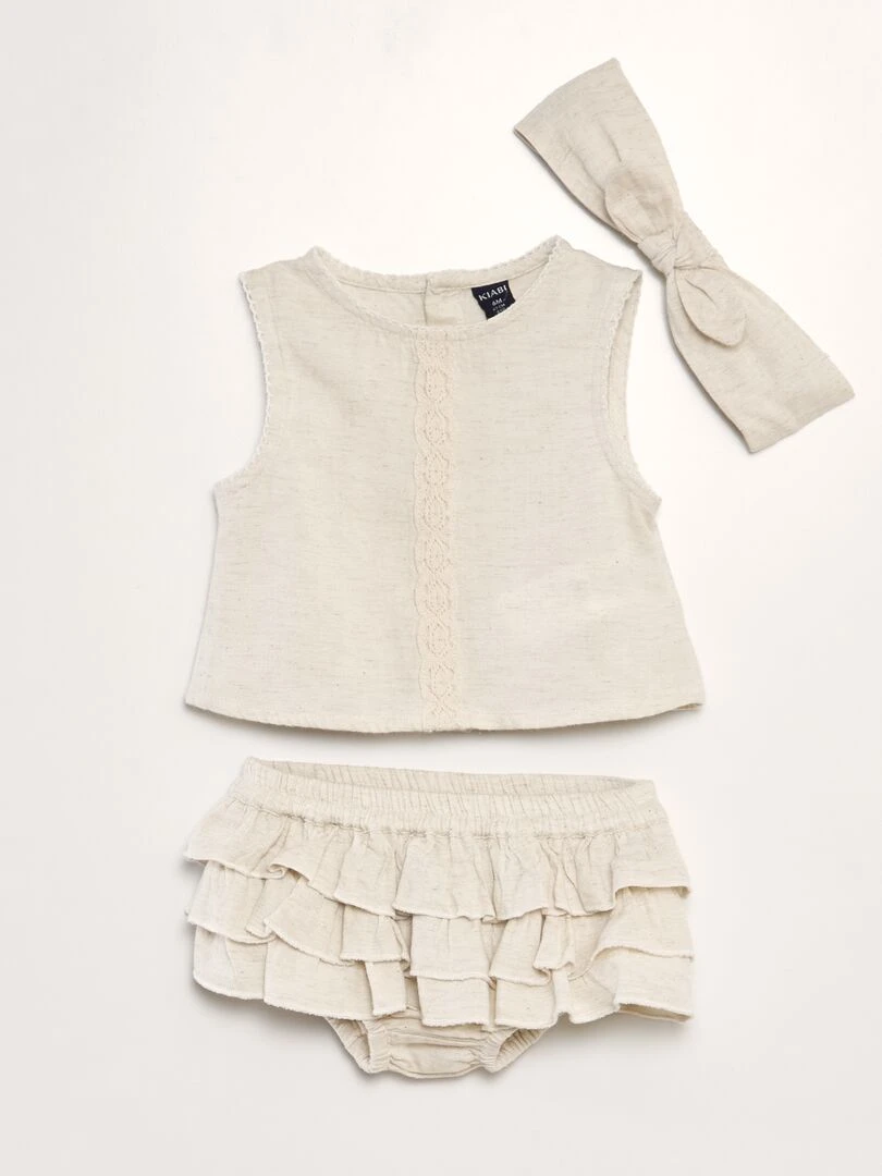 Ensemble en lin 3 pièces Beige