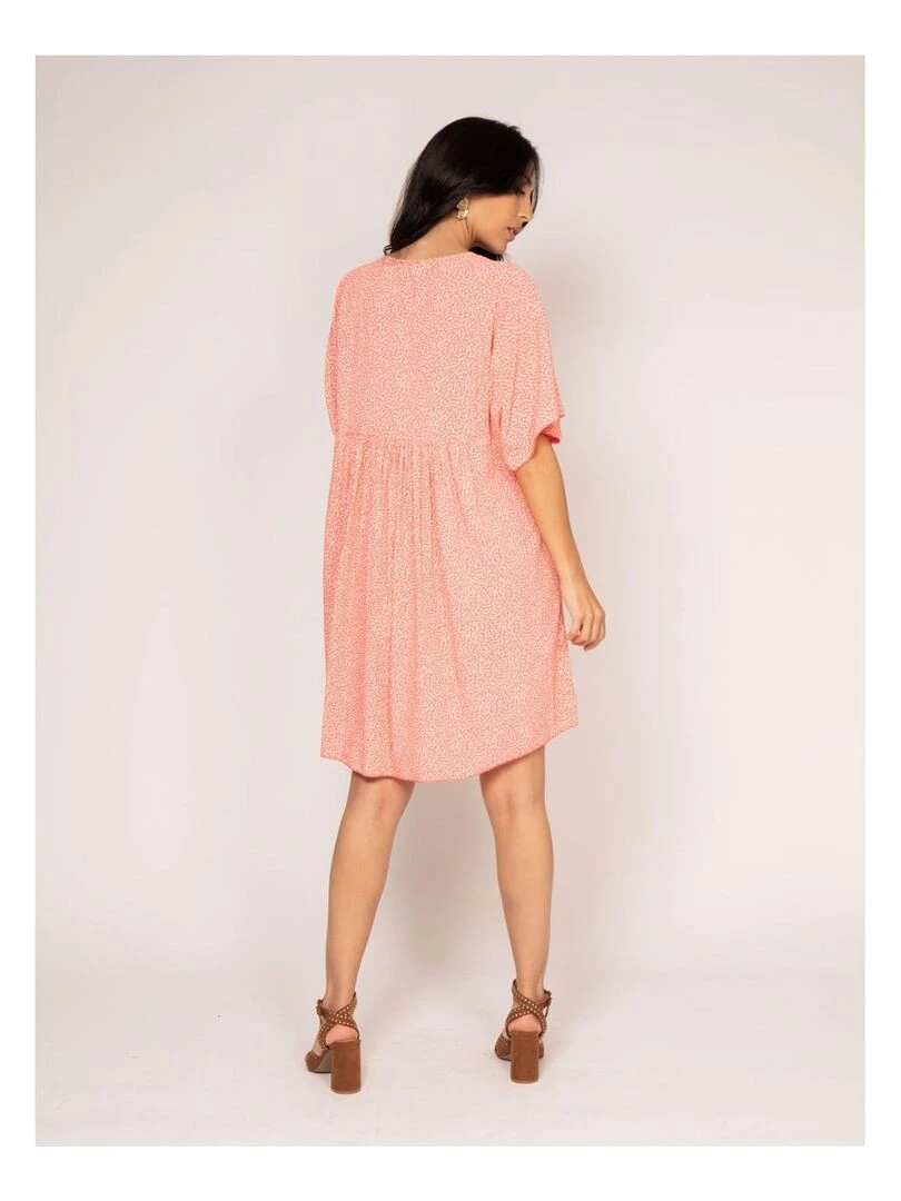 Robe courte motifs ILIDY Orange corail