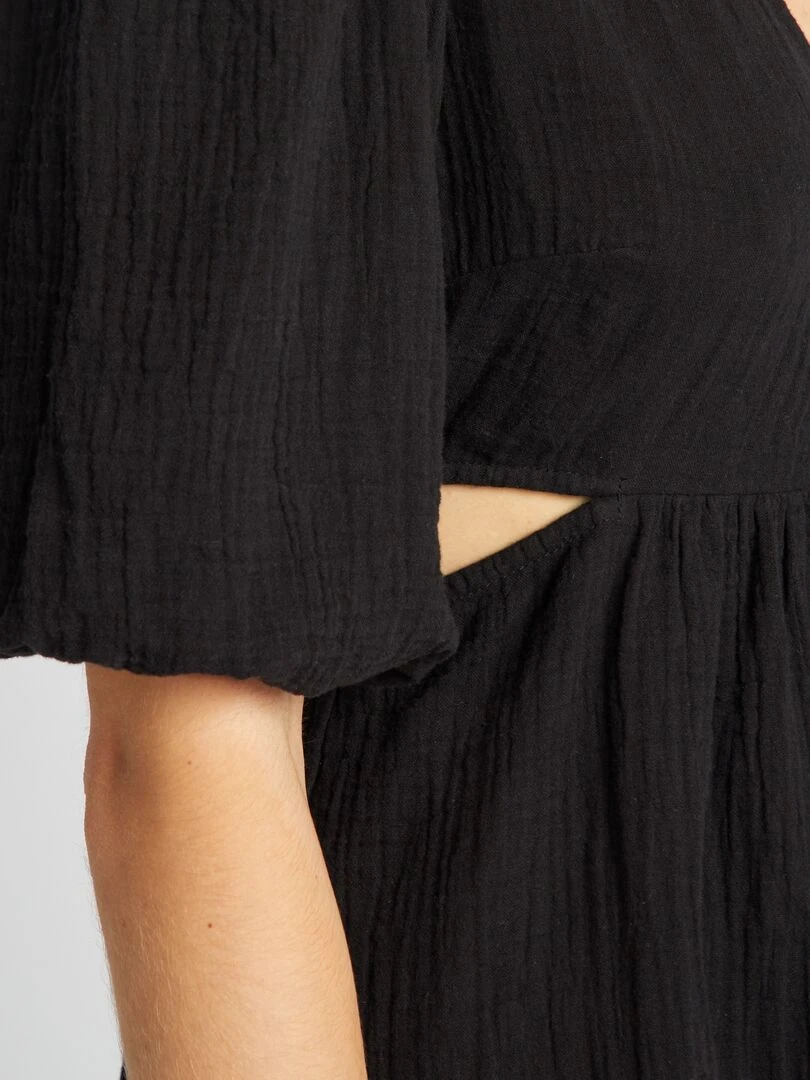 Robe en gaze de coton avec ouverture   noir