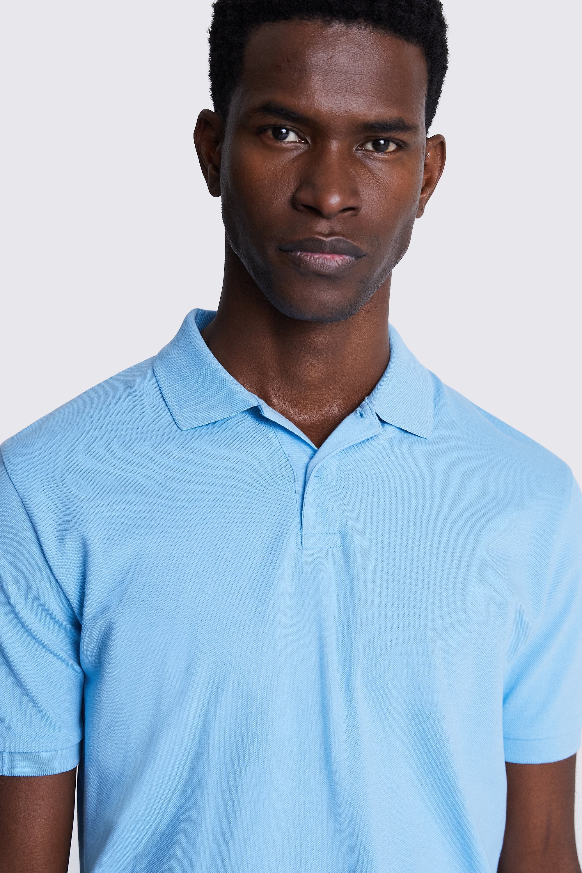 Blue Pique Polo Shirt   Buy Online at Moss