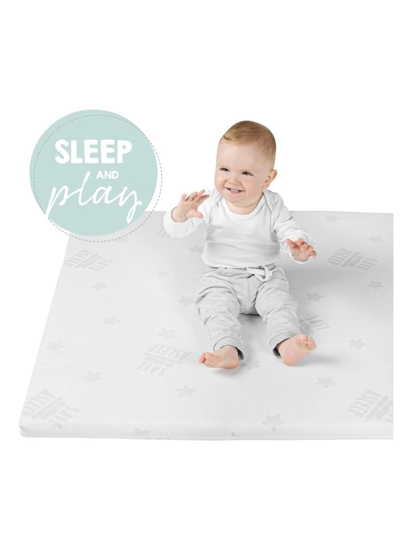 ROBA Matelas pour Parc Bébé Rectangulaire   Housse Amovible   "Safe Asleep®" Air   Blanc