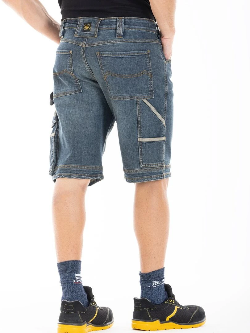 Bermuda de travail multi poches stretch dirty DENIM 'Rica Lewis' Bleu