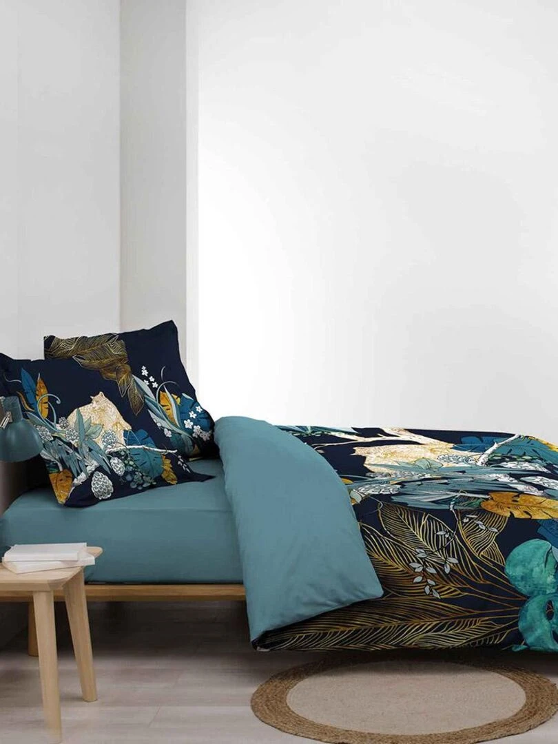 Housse de couette 260x240 + 2 taies Mistic coton   Bleu