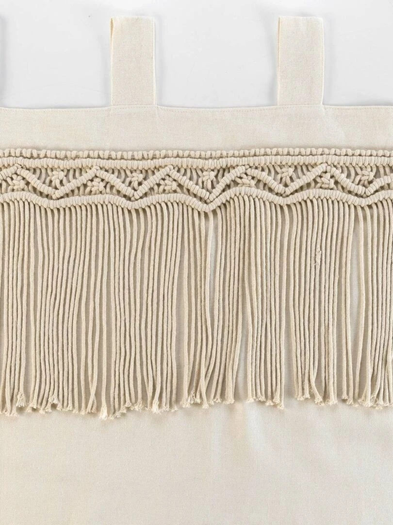 Rideau à passants 140x240 uni top macramé Samaya polycoton   Beige