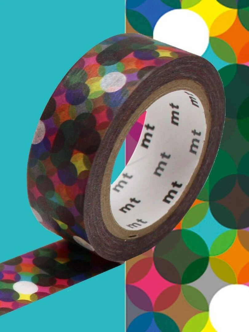 Masking tape à pois multicolores   1 5 cm x 7 m   N/A