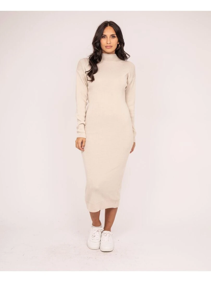 Robe pull longue ILIANCE Beige