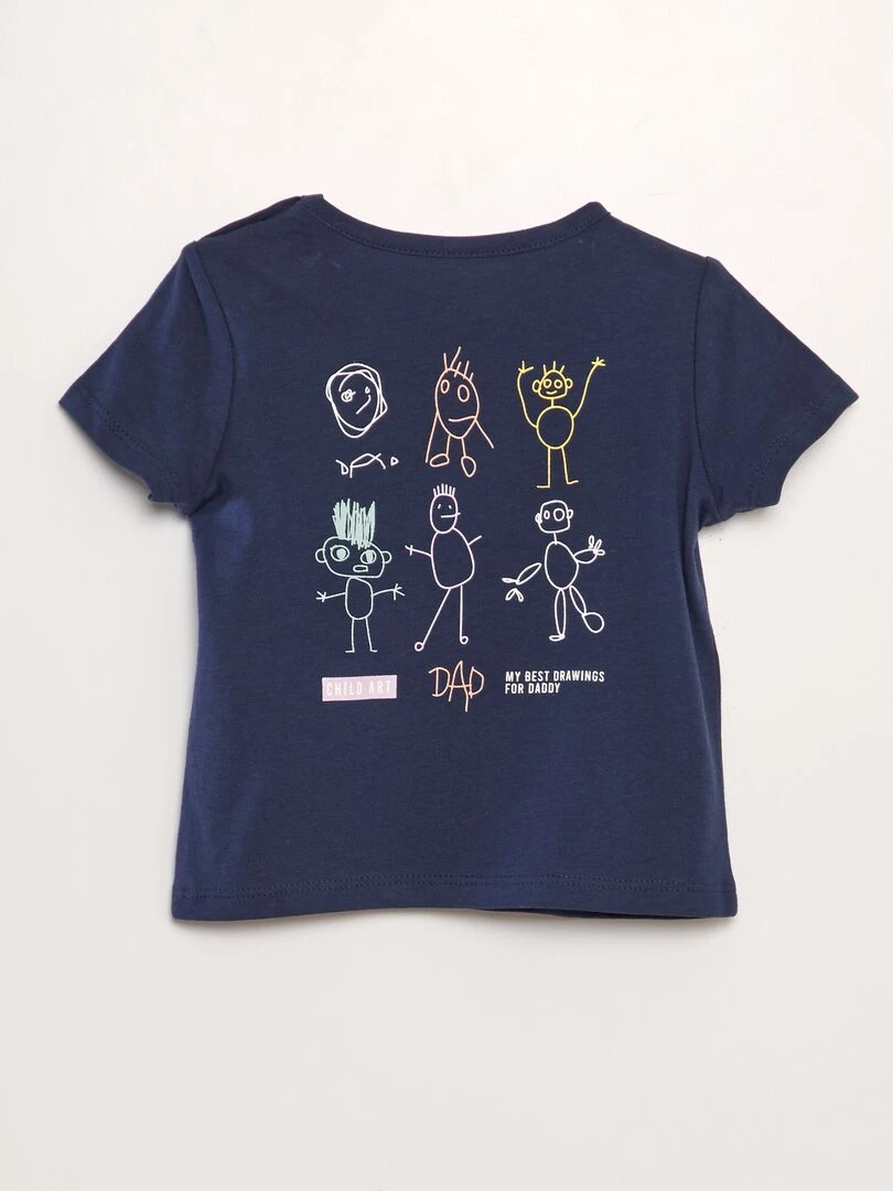 T shirt en coton à message   Marine