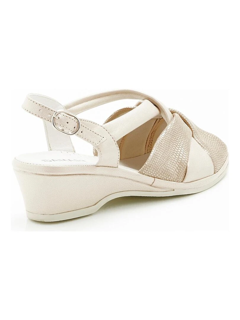 Sandales dessus cuir  modèle large   Damart   Blanc nacré